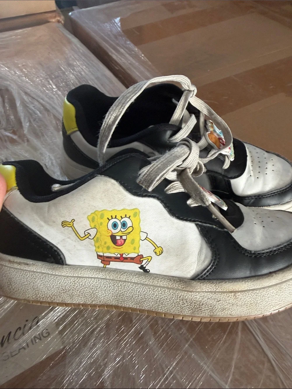 Kids Black and White Sneakers with Playful Shoe Charms